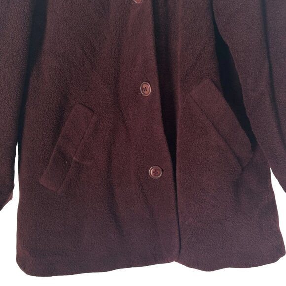 L.L. Bean Women's Maroon Burgundy Wool-Blend Hooded Coat Jacket Button, Size S - Picture 3 of 6